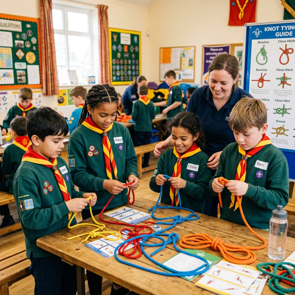Cubs Learning Knots Indoors